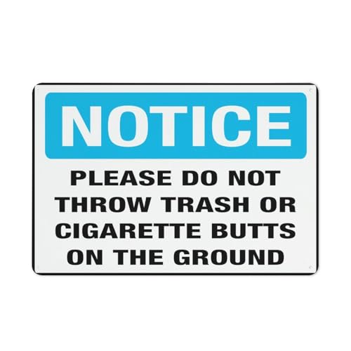 Aluminiumschild mit der Aufschrift "Please Do Not Throw Trash Or Cigarette Butts On The Ground", 30,5 x 20,3 cm, UV-geschützt, wasserdicht, wetterfest und lichtbeständig, 4 vorgebohrte Löcher Aluminiumschild mit der Aufschrift "Please Do Not Throw Trash Or Cigarette Butts On The Ground", 30,5 x 20,3 cm, UV-geschützt, wasserdicht, wetterfest und lichtbeständig, 4 vorgebohrte Löcher von Feehiget