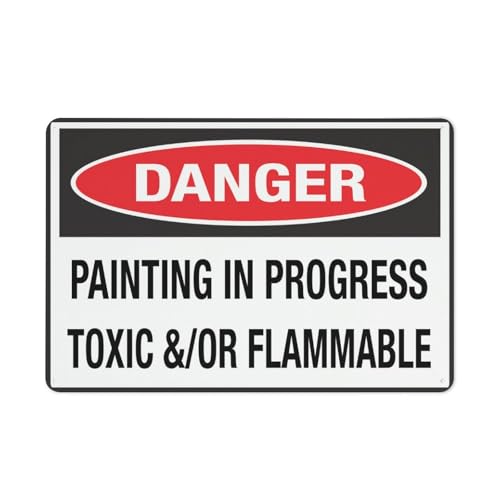 Danger Painting In Progress Toxic & Or Flammable Aluminiumschild, 30,5 x 20,3 cm, UV-geschützt, wasserdicht, wetterfest und lichtbeständig, 4 vorgebohrte Löcher Danger Painting In Progress Toxic & Or Flammable Aluminiumschild, 30,5 x 20,3 cm, UV-geschützt, wasserdicht, wetterfest und lichtbeständig, 4 vorgebohrte Löcher von Feehiget