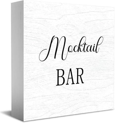 Feehiget Holzschild mit Aufschrift "Mocktail", 12,7 x 12,7 cm von Feehiget