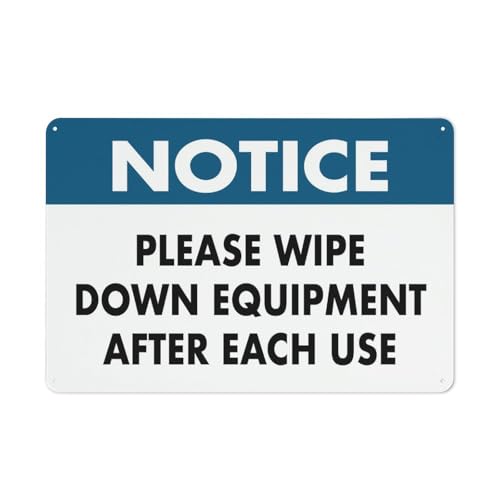 Hinweisschild "Please Wipe Down Equipment", 30,5 x 20,3 cm, Aluminium, reflektierend, UV-geschützt, wasserdicht, wetterfest und lichtbeständig, 4 vorgebohrte Löcher, Blau Hinweisschild "Please Wipe Down Equipment", 30,5 x 20,3 cm, Aluminium, reflektierend, UV-geschützt, wasserdicht, wetterfest und lichtbeständig, 4 vorgebohrte Löcher, Blau von Feehiget