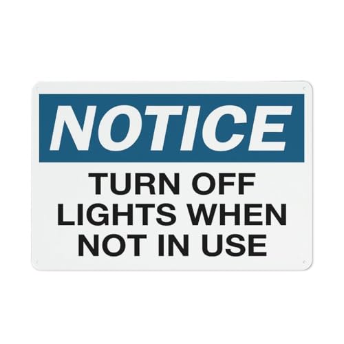 Hinweisschild "Turn Off Lights When Not In Use", 20,3 x 30,5 cm, reflektierende Folie, rostfreies Aluminium, wetterbeständig, wasserdicht, einfach zu montieren Hinweisschild "Turn Off Lights When Not In Use", 20,3 x 30,5 cm, reflektierende Folie, rostfreies Aluminium, wetterbeständig, wasserdicht, einfach zu montieren von Feehiget