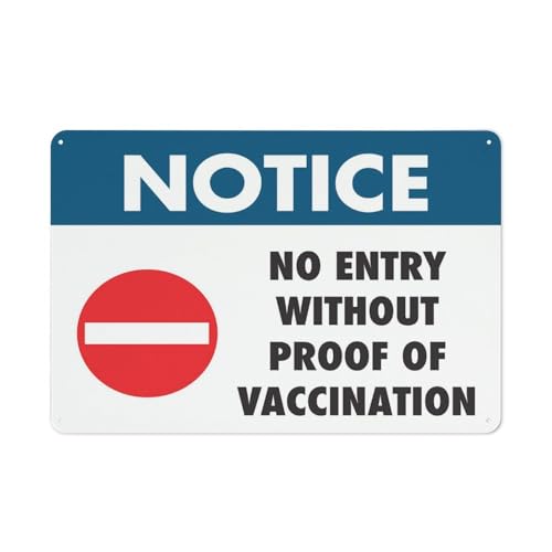 Hinweisschild mit Aufschrift "No Entry Without Proof Of Vaccination", 20,3 x 30,5 cm, reflektierende Folie, rostfreies Aluminium, wetterbeständig, wasserdicht, einfach zu montieren Hinweisschild mit Aufschrift "No Entry Without Proof Of Vaccination", 20,3 x 30,5 cm, reflektierende Folie, rostfreies Aluminium, wetterbeständig, wasserdicht, einfach zu montieren von Feehiget