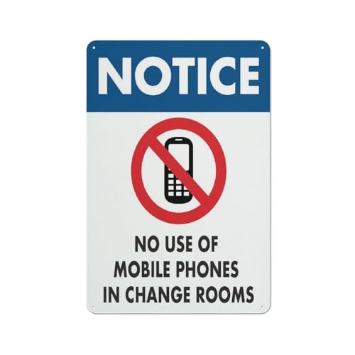 Hinweisschild mit Aufschrift "No Use Of Mobile Phones In Change Rooms", 30,5 x 20,3 cm, reflektierendes Aluminium-Metall-Warnschild mit Symbol für den Innen- und Außenbereich von Feehiget