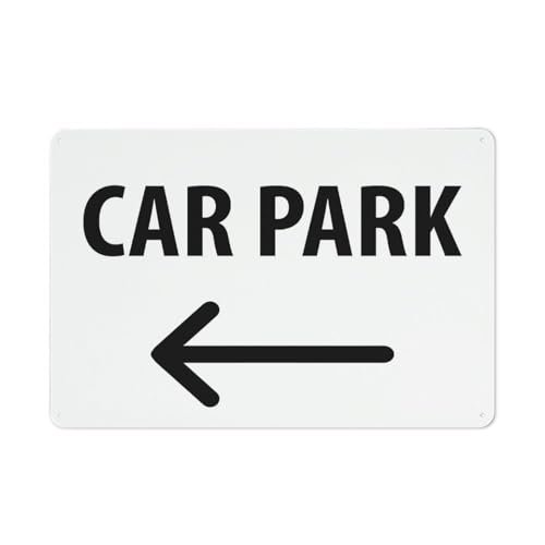 Parkplatzschild (Pfeil nach links), 30,5 x 20,3 cm, reflektierendes Aluminium-Metall-Warnschild mit Symbol für den Innen- und Außenbereich von Feehiget