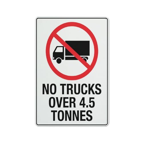 Schild mit Aufschrift "No Trucks Over 4.5 Tonnes", 20,3 x 30,5 cm, reflektierende Folie, rostfreies Aluminium, wetterbeständig, wasserdicht, einfach zu montieren Schild mit Aufschrift "No Trucks Over 4.5 Tonnes", 20,3 x 30,5 cm, reflektierende Folie, rostfreies Aluminium, wetterbeständig, wasserdicht, einfach zu montieren von Feehiget