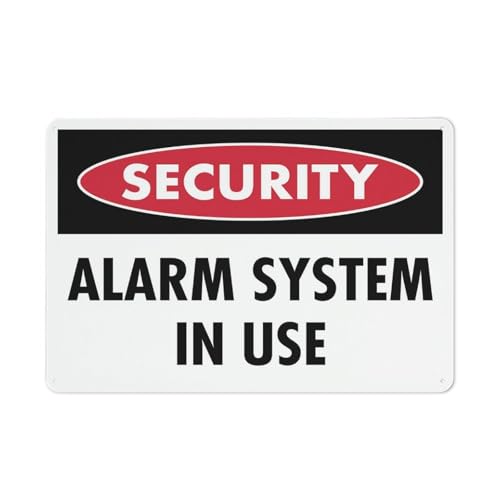 Warnschild "Security Alarm System In Use", 30,5 x 20,3 cm, reflektierendes Aluminium-Metall-Warnschild mit Symbol für den Innen- und Außenbereich von Feehiget