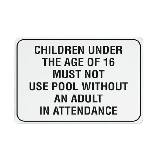 Warnschild mit Aufschrift "Children Under The Age Of 16 Must Not Use Pool Without An Adult Warnung", Sicherheitsschild, 30,5 x 20,3 cm von Feehiget