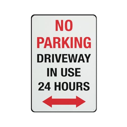 Warnschild mit Aufschrift "No Parking - Driveway In Use 24 Hours (Two Way Arrow), Warnaufkleber, Sicherheitsschild, Outdoor-Schild, 30,5 x 20,3 cm von Feehiget