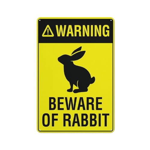 Warnschild mit Aufschrift "Warning Beware Of Rabbit", hellgelb, 30,5 x 20,3 cm von Feehiget