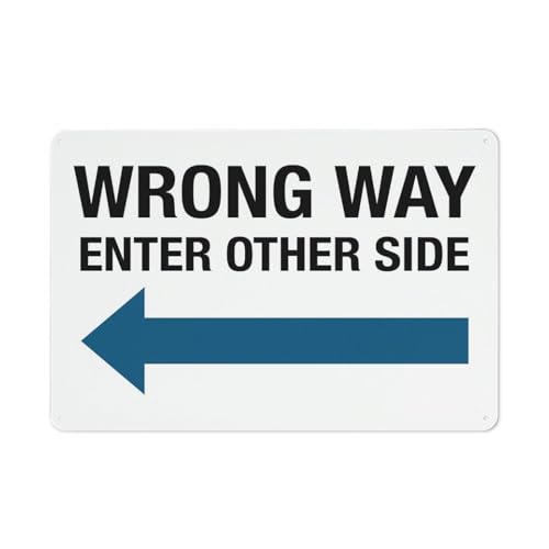 Wrong Way Schild mit Aufschrift "Enter Other Side", 30,5 x 20,3 cm, reflektierendes Aluminium-Metall-Warnschild mit Symbol für den Innen- und Außenbereich von Feehiget