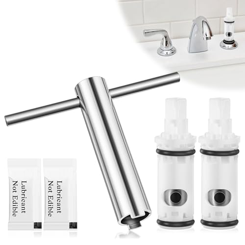 Feekoon 1224 Ersatz-Wasserhahn-Kartuschen-Set mit Kartuschenhalter-Entfernungswerkzeug, kompatibel mit den meisten Doppelgriff-Moen-Armaturen und Wannen/Duschen, Kombi-Set für einfache Installation von Feekoon