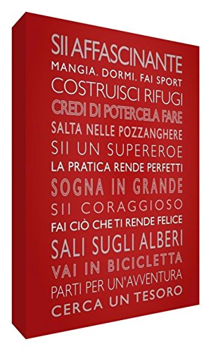 Feel Good Art BOYSRULES2436-09IT Jungen Spalten, Bild auf Leinwand im modernen typografischen Stil, Rot, 91 x 60 x 4 cm von Feel Good Art