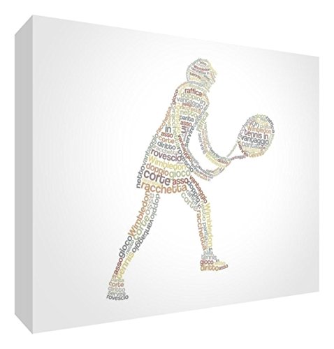 Feel Good Art tennisgirl2436 – 01It Tennisspieler Bild auf Leinwand verpackt mit Frontblende voller Position modernes typographisches 91 x 60 cm Beige Tones von Feel Good Art