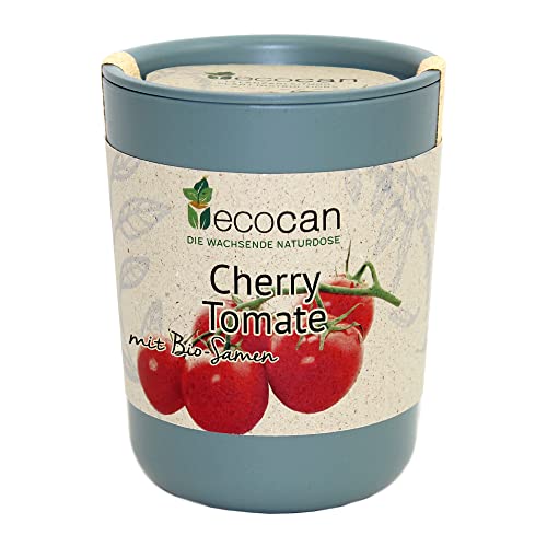 Feel Green Ecocan, Cherry Tomate, Bio Zertifiziert, Nachhaltige Geschenkidee (100% Eco Friendly), Grow Your Own/Anzuchtset, Die Wachsende Ökodose, Made in Austria von Feel Green