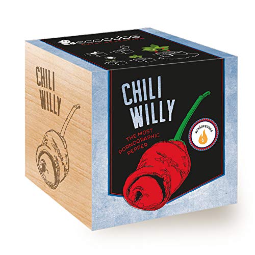 Feel Green Ecocube Chili Willy, The Most Pornographic Pepper, Nachhaltige Geschenkidee (100% Eco Friendly), Grow Your Own/Anzuchtset, Pflanzen Im Holzwürfel, Made in Austria von Feel Green - WE CREATE NATURE