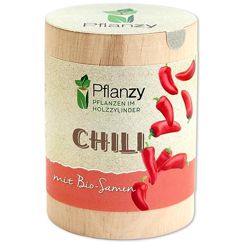 Feel Green Pflanzy Chili, Bio Samen, Nachhaltige Geschenkidee (100% Eco Friendly), Grow Your Own/Anzuchtset, Pflanzen im Holzzylinder, Made in Austria von Feel Green - WE CREATE NATURE