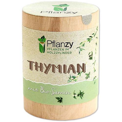 Feel Green Pflanzy Thymian, Bio Samen, Nachhaltige Geschenkidee (100% Eco Friendly), Grow Your Own/Anzuchtset, Pflanzen im Holzzylinder, Made in Austria von Feel Green - WE CREATE NATURE