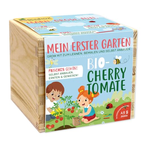 Feel Green ecobox-Kids-Edition Cherry Tomate, Nachhaltige Geschenkidee (100% Eco Friendly), Grow Your Own/Anzuchtset, Made in Austria, Holz von Feel Green - WE CREATE NATURE