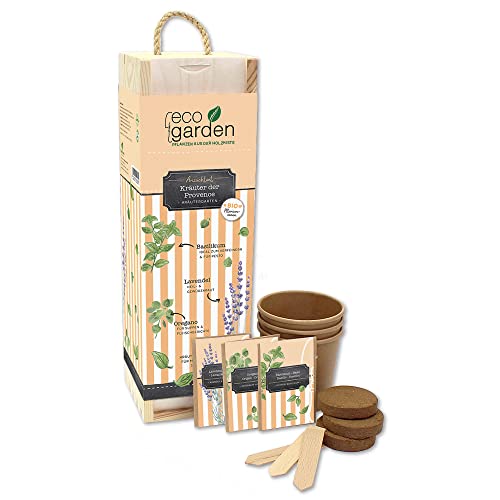 Feel Green ecogarden, Kräuter der Provence, Bio Samen, Pflanzen aus der Holzkiste 35,5x10x10cm, Made in Austria, Nachhaltige Geschenkidee, Grow Your Own/Anzuchtset Feel Green ecogarden, Kräuter der Provence, Bio Samen, Pflanzen aus der Holzkiste 35,5x10x10cm, Made in Austria, Nachhaltige Geschenkidee, Grow Your Own/Anzuchtset von Feel Green - WE CREATE NATURE