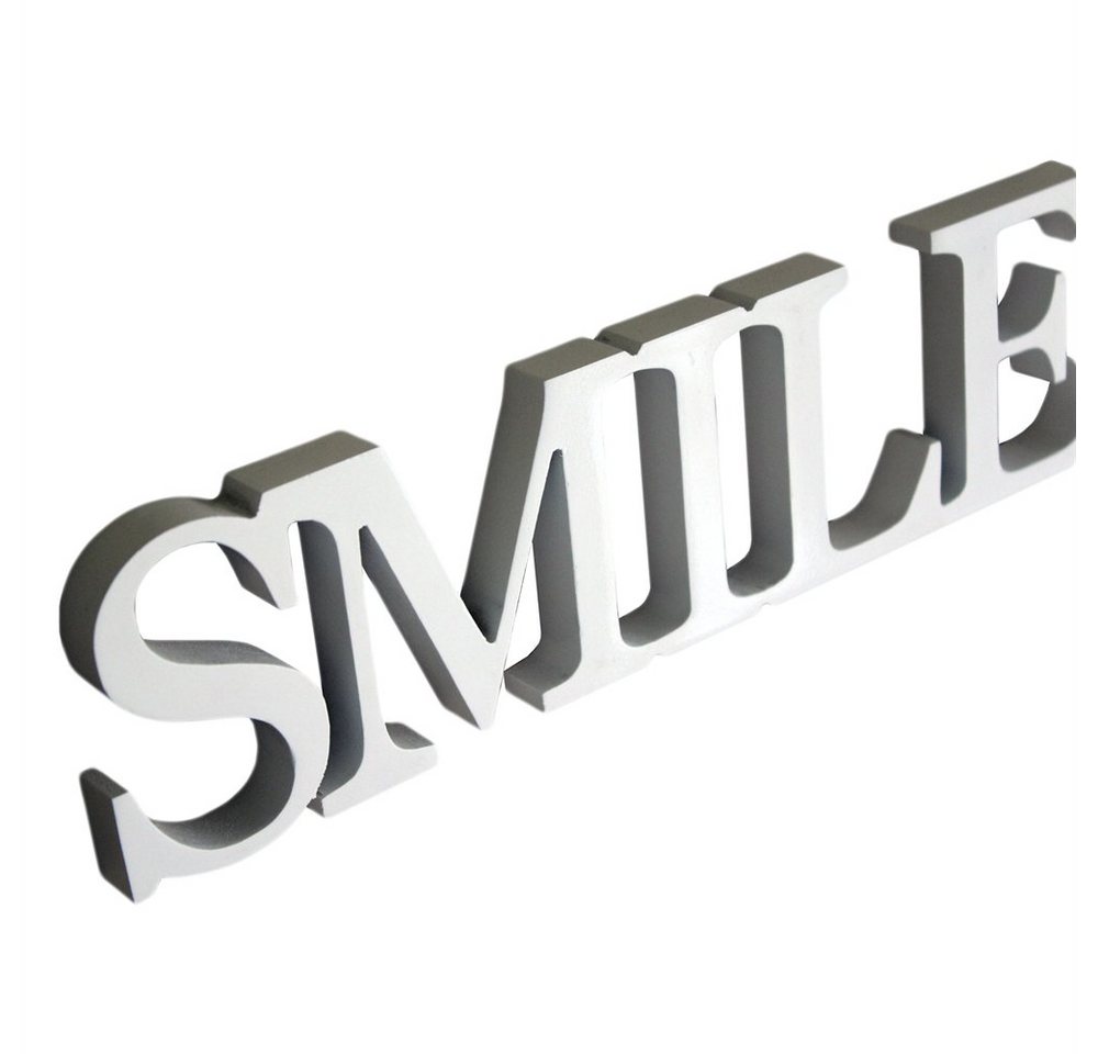 Feel2Home Deko-Schriftzug Dekoschild SMILE in Weiß MDF Holz Schild Aufhängen Holzschrift Wand von Feel2Home
