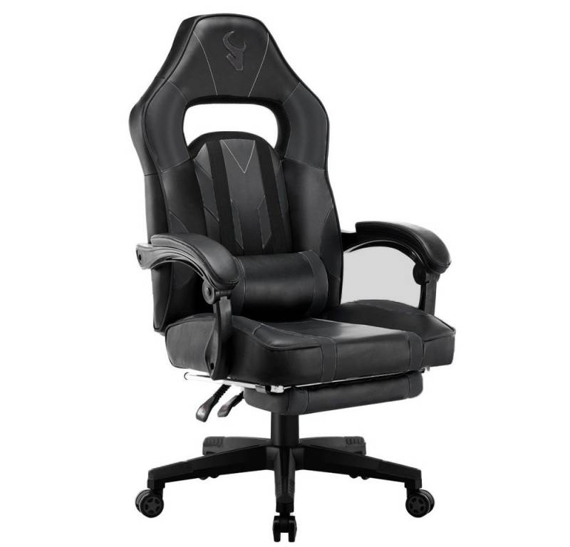 Feel2Home Gaming Chair Bürostuhl Chefsessel Sportsitz Gamingstuhl Fußstütze versch. Farben, Stützkissen,Ergonomisch,Geräuscharm,Fußstütze,Lendenkissen von Feel2Home