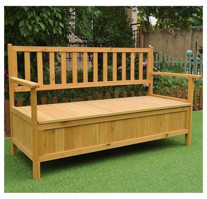 Feel2Home Gartenbank Gartentruhe Sitzbank Braun Holzbox Auflagenkiste Aufbewahrung Terrasse, Frei im Raum stellbar von Feel2Home