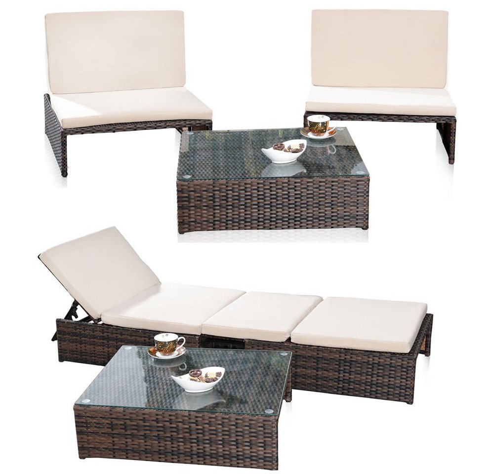 Feel2Home Gartenlounge-Set Gartenmöbelset Sessel Tisch Sitzgruppe Polyrattan versch. Farben, (3-tlg), Wasserabweisend von Feel2Home