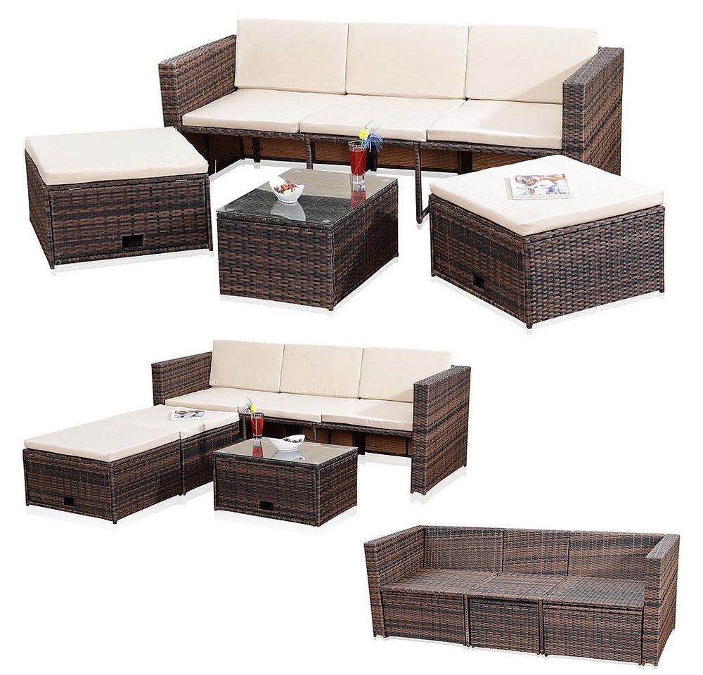 Feel2Home Gartenlounge-Set Polyrattan Lounge Rattanmöbel Sitzgruppe Gartenmöbel versch. Farben, (4-tlg., Premium-Lounge), Hochwertige Flechtoptik von Feel2Home