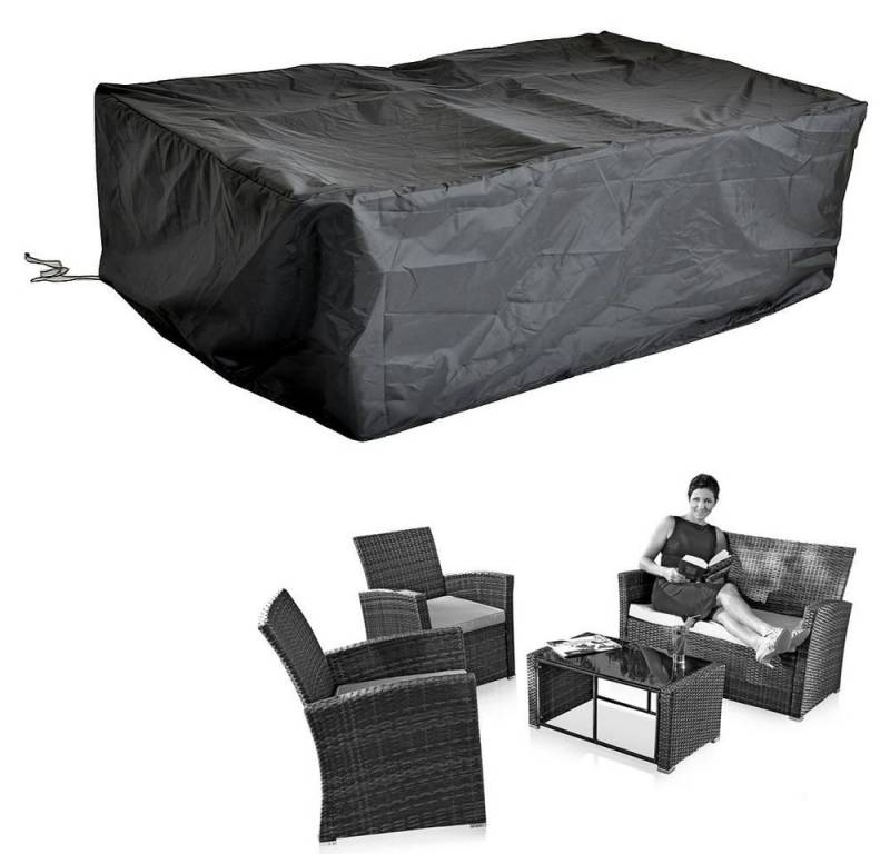 Feel2Home Gartenmöbel-Schutzhülle Schutzhülle 132x132x80 Schwarz Gartenmöbel Rattan Abdeckung Plane, ca. 132 x 132 x 80 cm (L x B x H) von Feel2Home