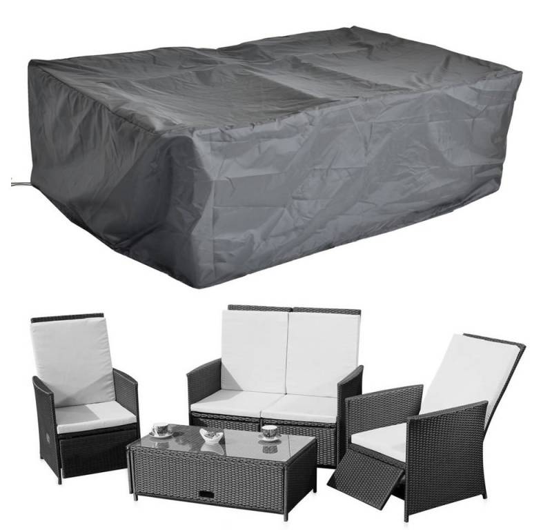 Feel2Home Gartenmöbel-Schutzhülle Schutzhülle 192x82x65 Schwarz Gartenmöbel Rattan Abdeckung Plane Haube (Stück, 1-St., Premium Schutzhülle), 100% Polyethylengewebe von Feel2Home