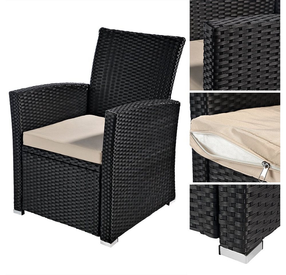 Feel2Home Gartensessel Gartensessel Rattansessel Stuhl aus Polyrattan Schwarz in ver. Sets (1-St., Set auswählbar), Polyrattangeflecht von Feel2Home