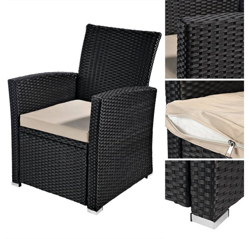 Feel2Home Gartensessel Gartensessel Rattansessel Stuhl aus Polyrattan Schwarz in ver. Sets (1-St., Set auswählbar), Polyrattangeflecht von Feel2Home