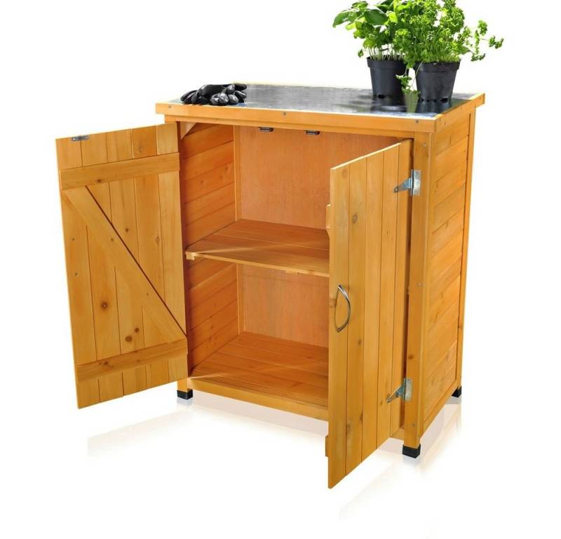 Feel2Home Gerätehaus Geräteschuppen Gartenschrank Holzhaus Lagerhütte 2 Türen Stauraum Holz, Oberfläche mit robuster Platte von Feel2Home