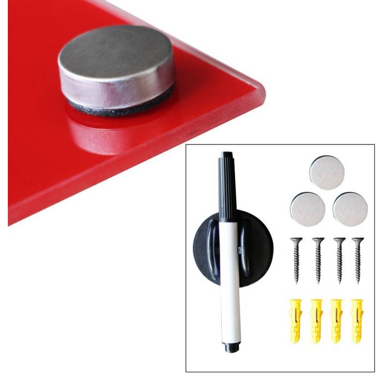 Feel2Home Magnettafel Glasmagnettafel Magnetboard Memoboard Wand Pinnwand rot versch. Größen, Sicherheitsglas von Feel2Home