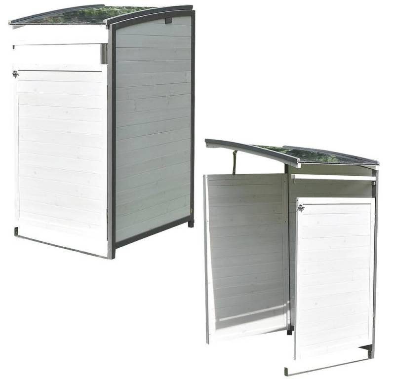 Feel2Home Mülltonnenbox Mülltonnenverkleidung Grau/Weiß Anbaubox 2x 120L oder 240L Gartenbox von Feel2Home