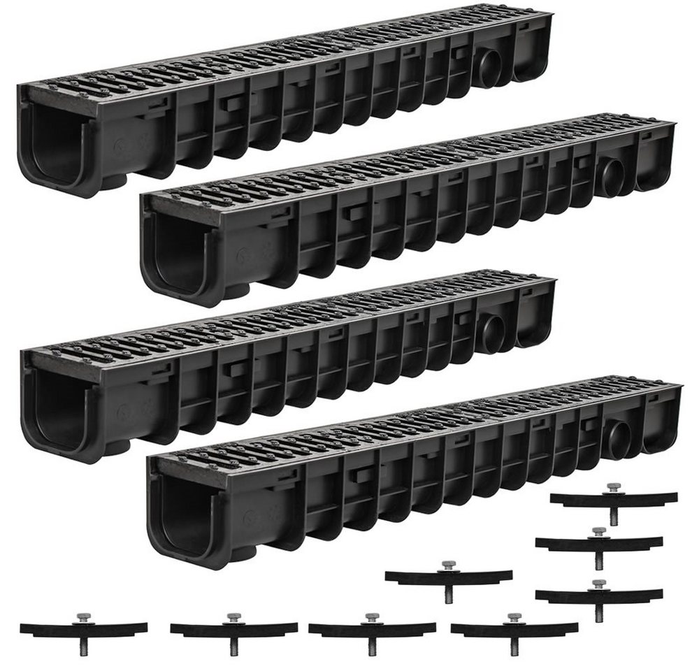 Feel2Home Regenrinne Entwässerungsrinne Stegrost B125 Gußrost Schlitzrinne Stahl 1-6m, Premium-Regenrinne, Diebstahlschutz von Feel2Home