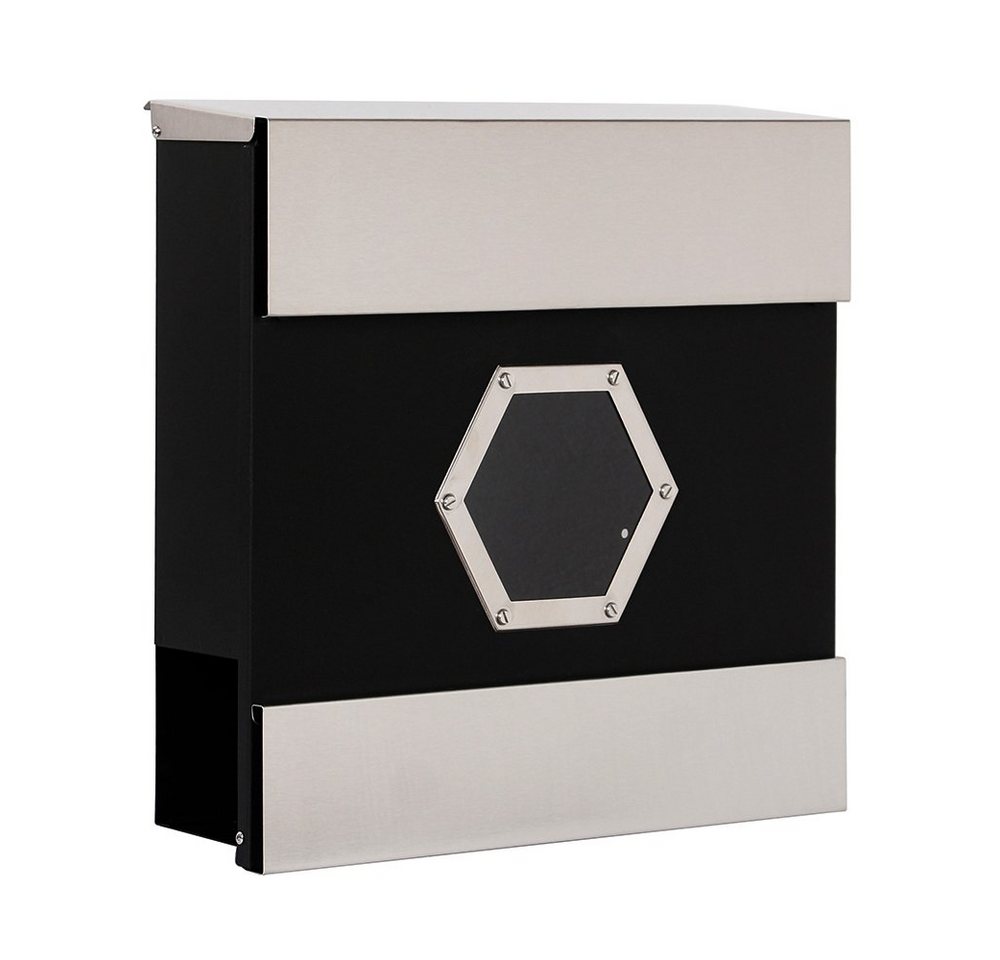 Feel2Home Wandbriefkasten Briefkasten Wandbriefkasten Edelstahl Postkasten Post versch. Farben (Premium-Briefkasten), Schutzklappe lässt Regen abfließen von Feel2Home