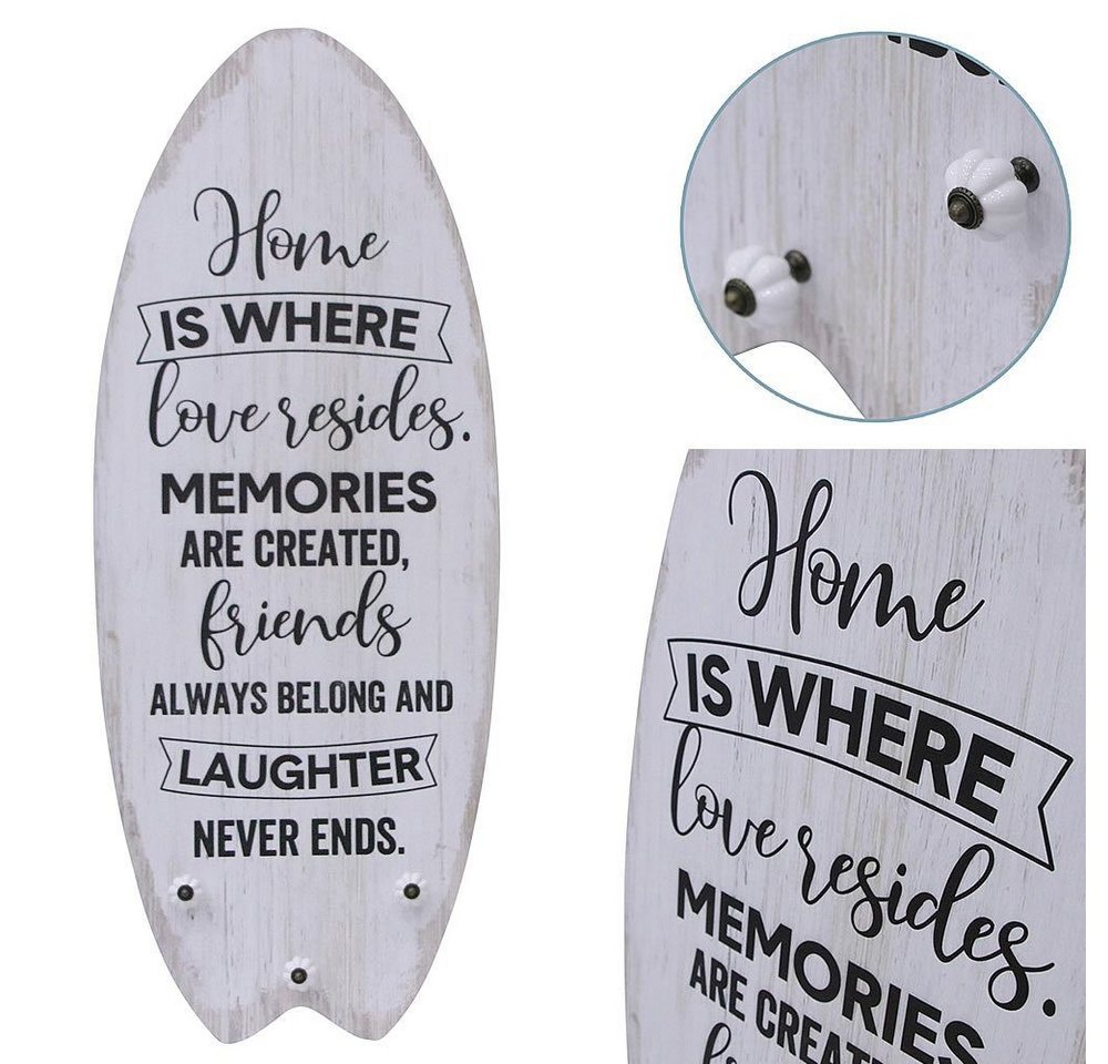 Feel2Home Wandgarderobe Plankenschild Surfboard mit Kleiderhaken Holzbild verschiedene Motive von Feel2Home