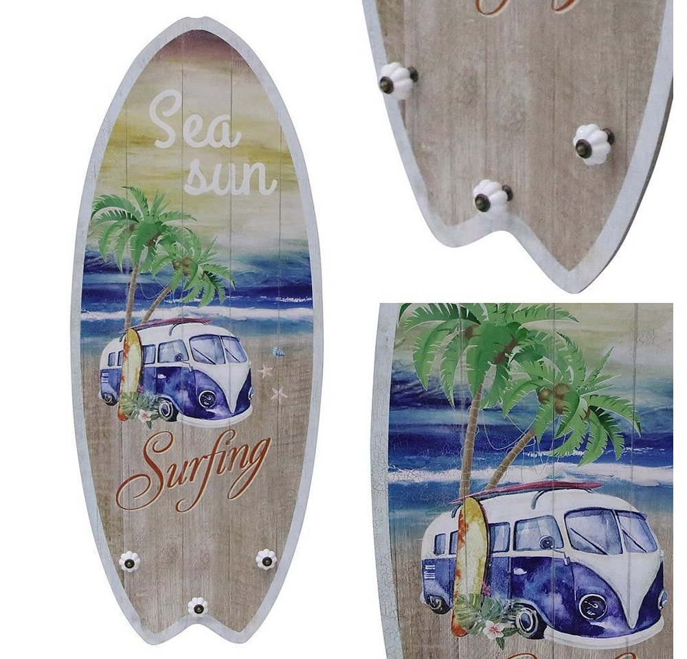 Feel2Home Wandgarderobe Plankenschild Surfboard mit Kleiderhaken Holzbild verschiedene Motive von Feel2Home