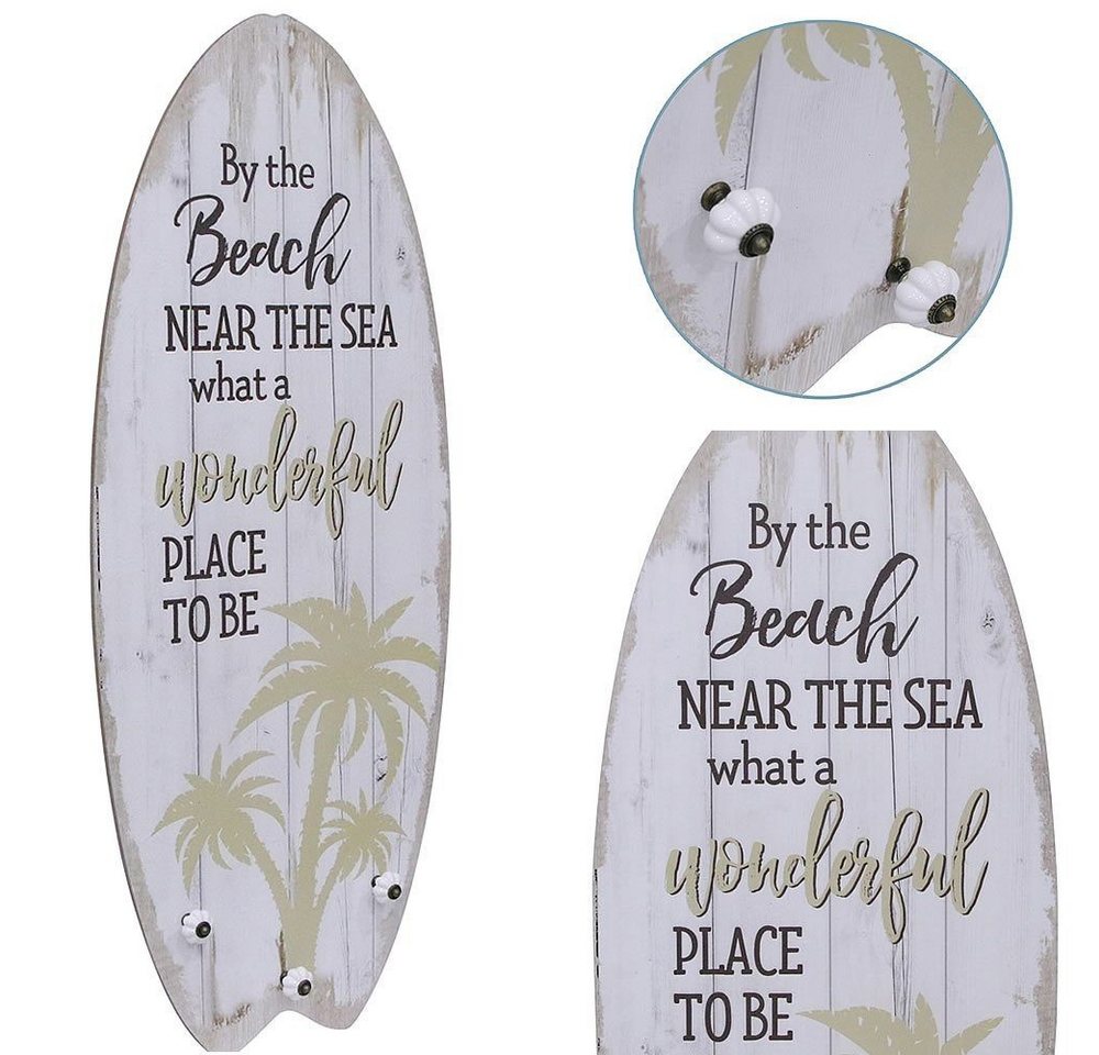 Feel2Home Wandgarderobe Plankenschild Surfboard mit Kleiderhaken Holzbild verschiedene Motive von Feel2Home
