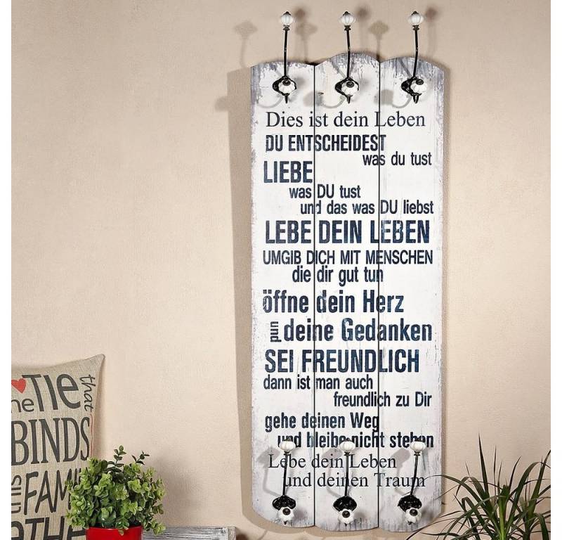 Feel2Home Wandgarderobe Wandgarderobe Garderobenpaneel Garderobe Flurgarderobe versch. Motive (Garderobenpaneel mit 6 Kleiderhaken), Unkomplizierte Befestigung an der Wand von Feel2Home