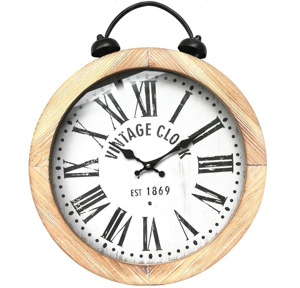 Feel2Home Wanduhr Wanduhr Hängeuhr Holzuhr Rund 40 cm Ø Analog Vintage Clock Shabby (Zentrale Wandaufhängung) von Feel2Home