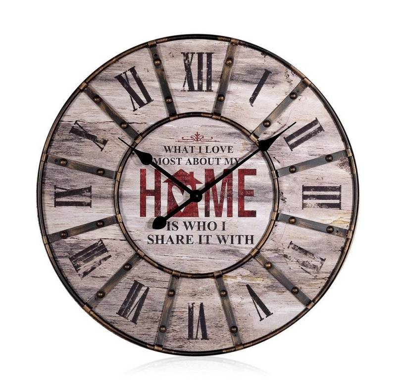 Feel2Home Wanduhr Wanduhr Uhr XXL Design Deko Wand Groß Küchenuhr Analog Vintage Metall (Edler Metallkranz) von Feel2Home