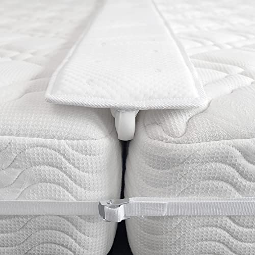 FeelAtHome 25,5 cm Liebesbrücke zum Verbinden von Zwei Einzelbetten zu einem Doppelbett - Matratzenkeil macht aus Zwei Einzelmatratzen eine Doppelmatratze - Matratzenverbinder mit Matratzenhalter Gurt von FeelAtHome