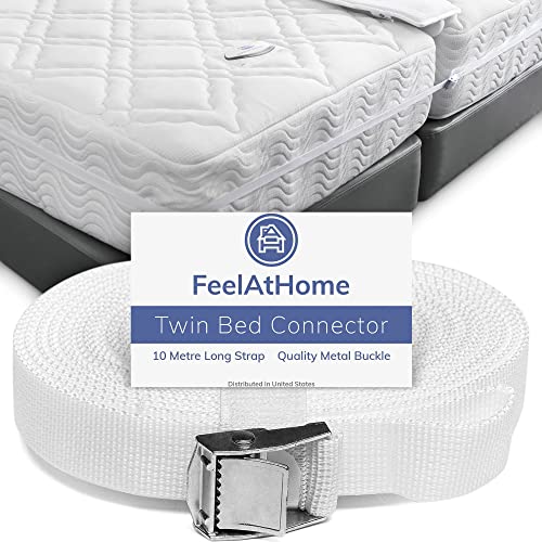 FeelAtHome Gurt für Doppelbetten – Doppelbett zu Kingsize-Bett-Matratzenverbinder, Doppelverbinder zum Umwandeln von geteilten Zwillingen oder Twin XL in King | 10 m langer Verbindungsgurt verwandelt von FeelAtHome