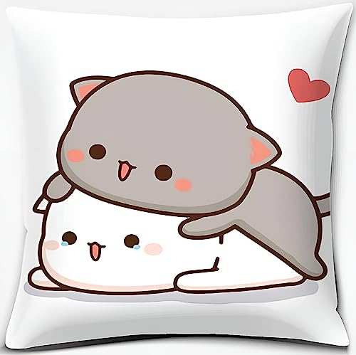 45x45cm Süßer Katzen Kissenbezug - Peach & Goma Bezaubernder Bezug für gemütlichen Komfort-Ideal für Kinderzimmer und Wohnkultur - Niedliches Katzenmotiv - Kissenbezug zur Versüßung der Umgebung 45x45cm Süßer Katzen Kissenbezug - Peach & Goma Bezaubernder Bezug für gemütlichen Komfort-Ideal für Kinderzimmer und Wohnkultur - Niedliches Katzenmotiv - Kissenbezug zur Versüßung der Umgebung von FeelComfy