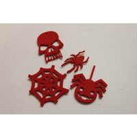 Filz-Halloween-Haus-Dekor-Kühlschrank-Magnet-Set Von 4 Schädel-Spinnen-Spinnennetz-Geist von FeelMyCraft