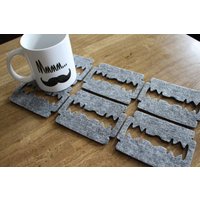 Neue Form Grau Filz Untersetzer Rasierklinge 6Er-Set von FeelMyCraft