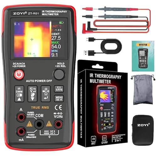 Infrarot-Wärmebildkamera R01 Wärmebildgerät und Multimeter 2 in 1 Infrarot-Thermometer und Elektrischer Tester für Elektriker (R01 KitII) von FeelTech