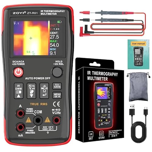 Infrarot-Wärmebildkamera R01 Wärmebildkamera und Multimeter 2 in 1 Infrarot-Thermometer und Elektrischer Tester für Elektriker (R01 KitI) von FeelTech